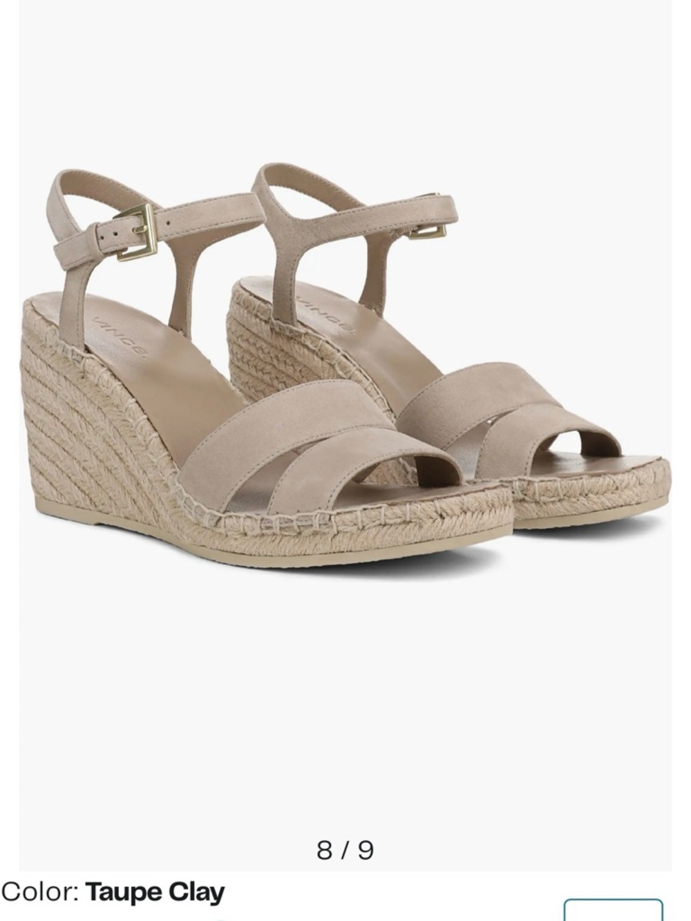 Vince Taupe Clay Espadrille Wedge Sandals